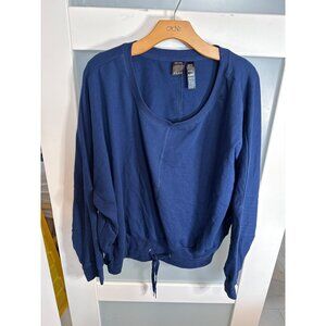 Central Park Womens X-Large Navy Blue Drawstring Hem Pullover Top          45-40